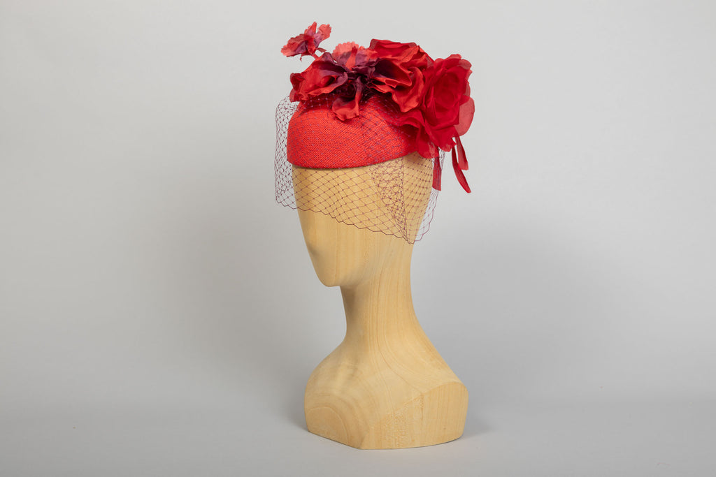 bibi de cérémonie Aura paille rouge 3/4