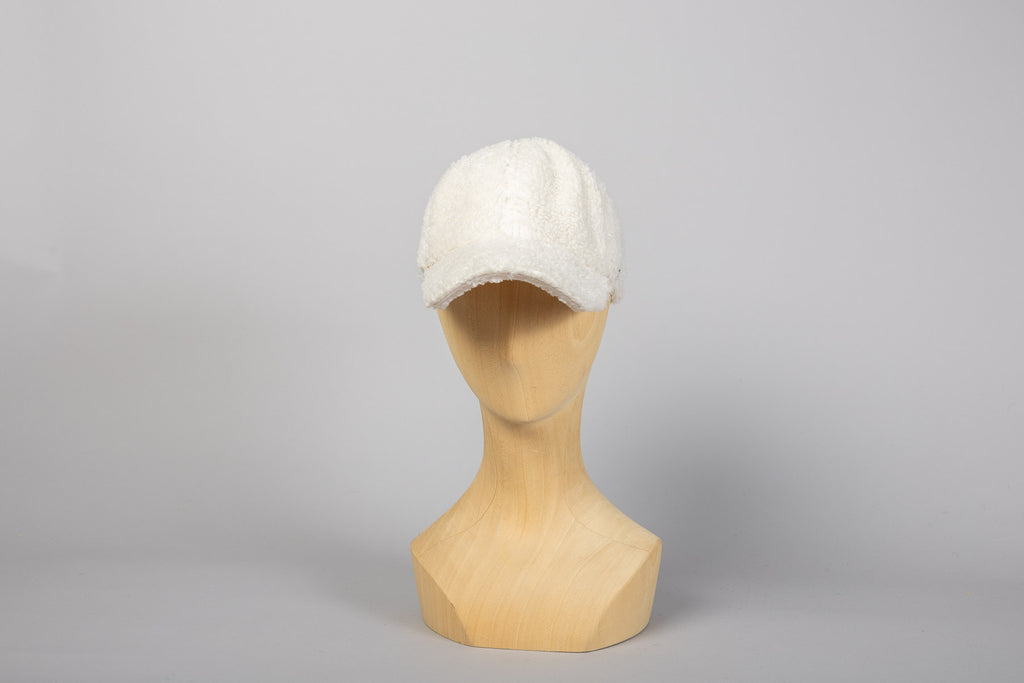 casquette baseball shearling Shercap vanille de face