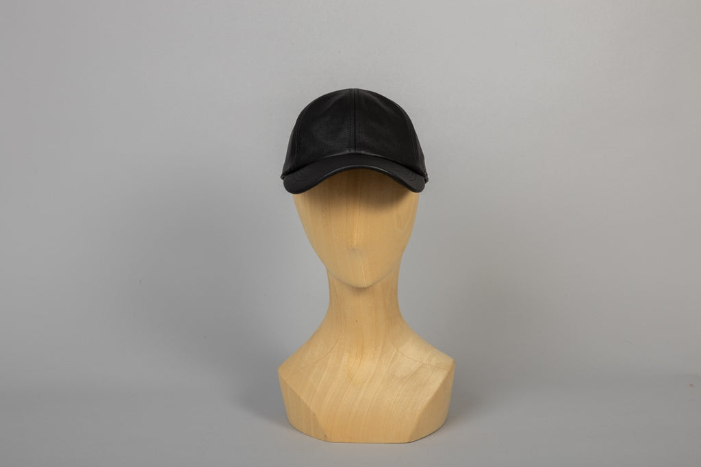 casquette baseball d'hiver Ted cuir noir de face