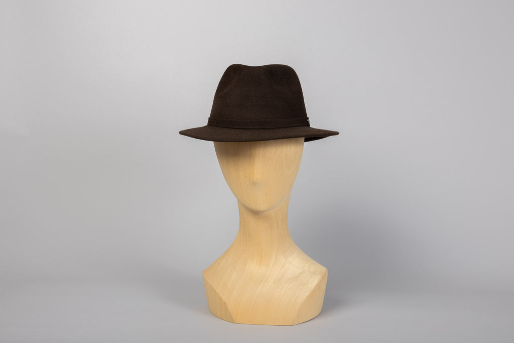 Chapeau Boston feutre chocolat packshot face