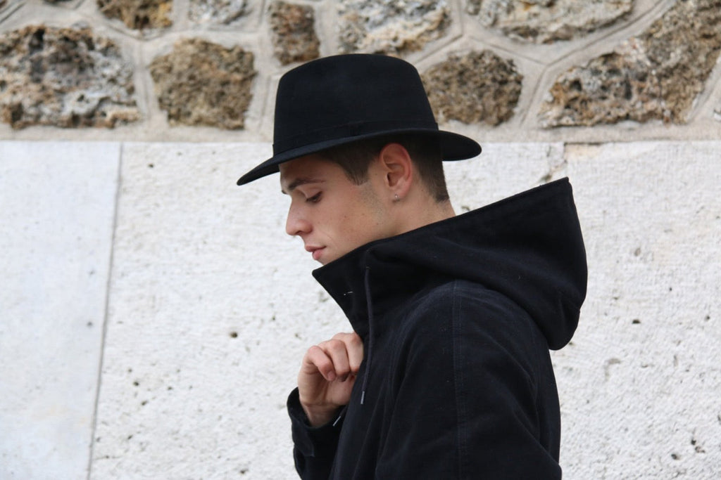 Chapeau Boston feutre noir porte homme