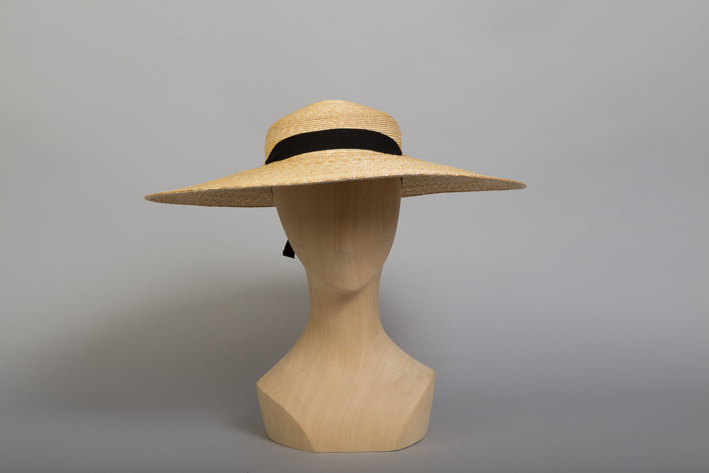 chapeau ceremonie canotier capeline paille cousue scarlett face