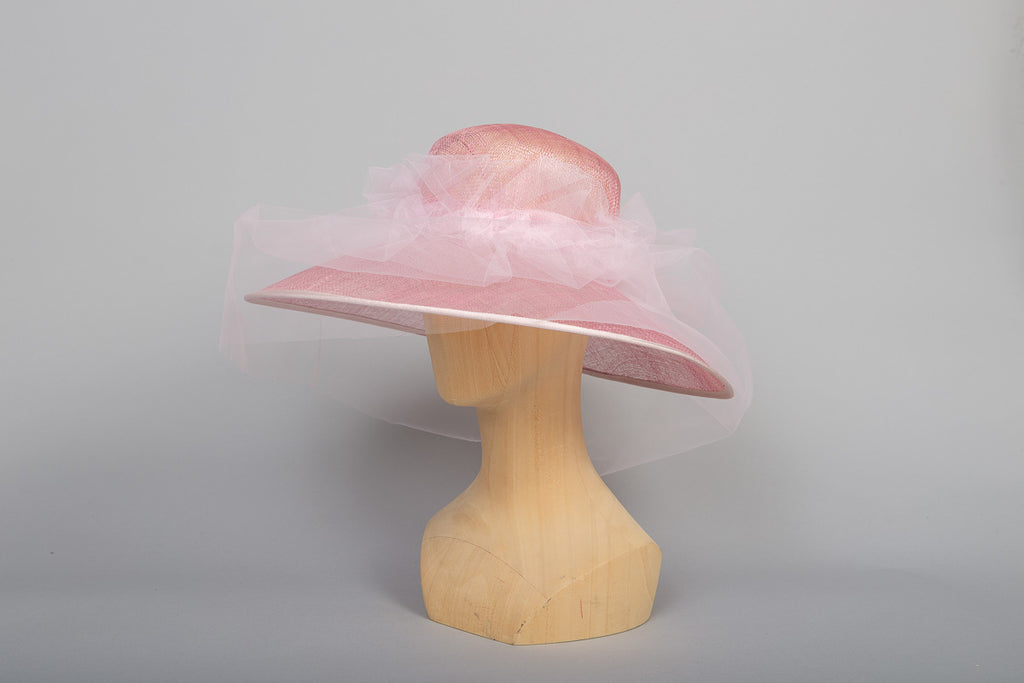 chapeau de cérémonie caroline rose 3/4