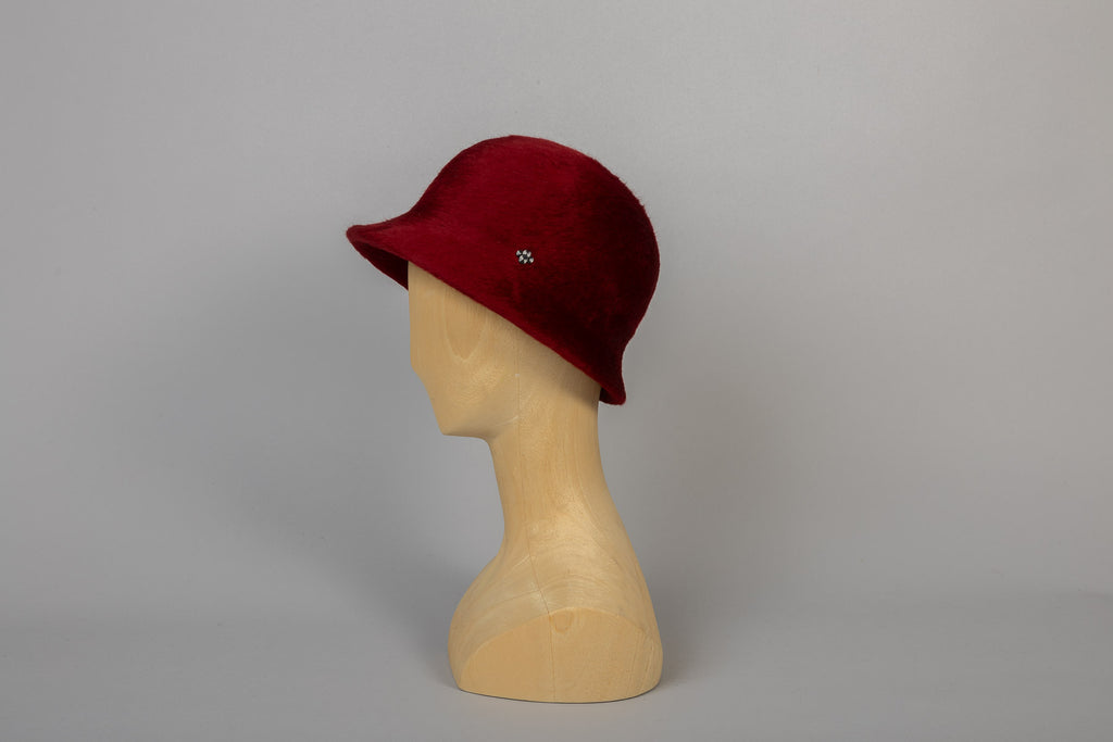 cloche coco souple feutre flamand rouge de face
