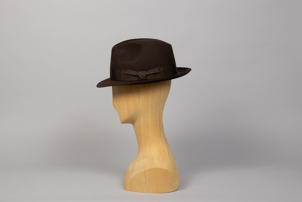 chapeau roma castor marron de profil