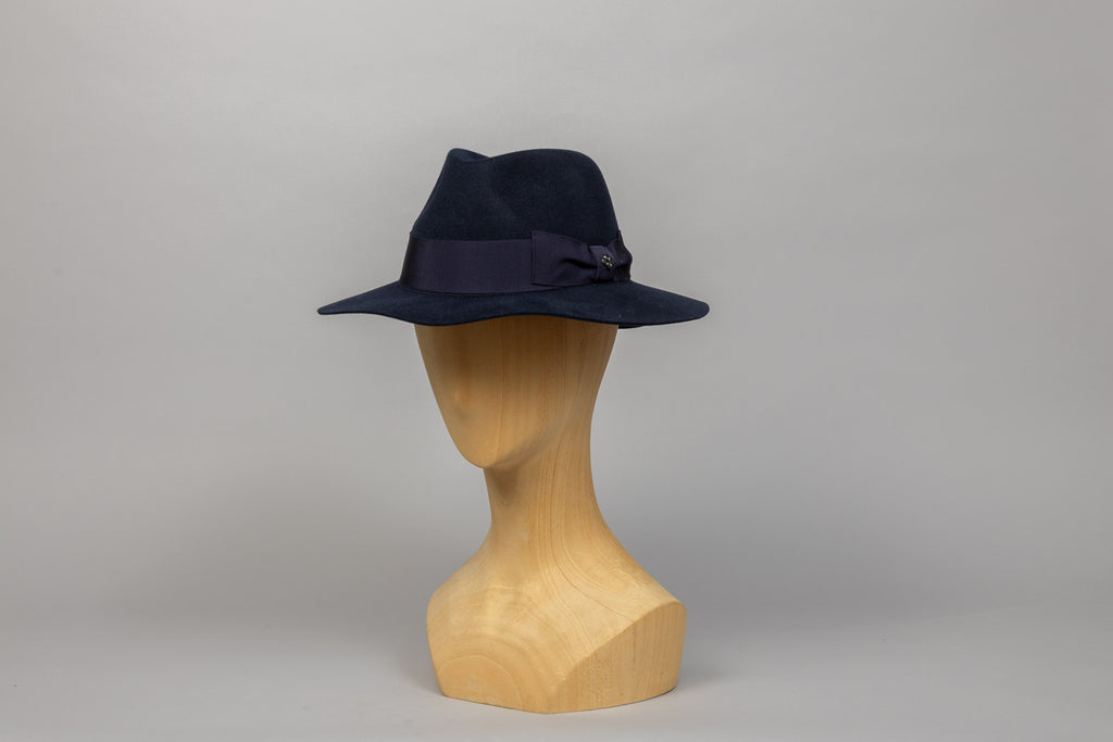 Chapeau feutre Babylone bleu marine packshot 3/4