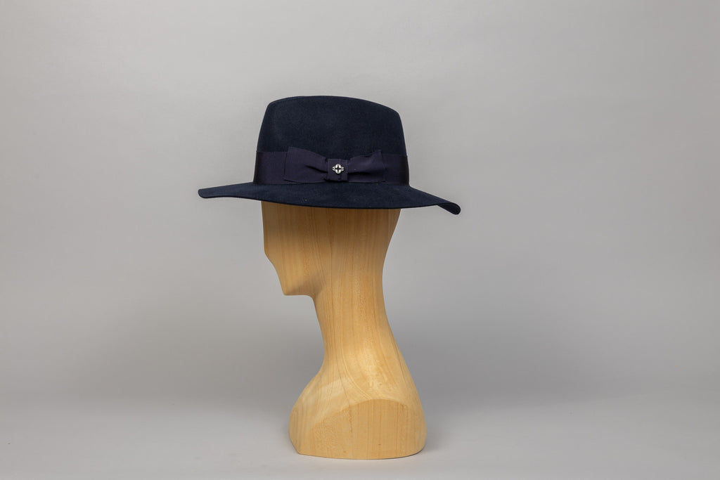 Chapeau feutre Babylone bleu marine packshot profil