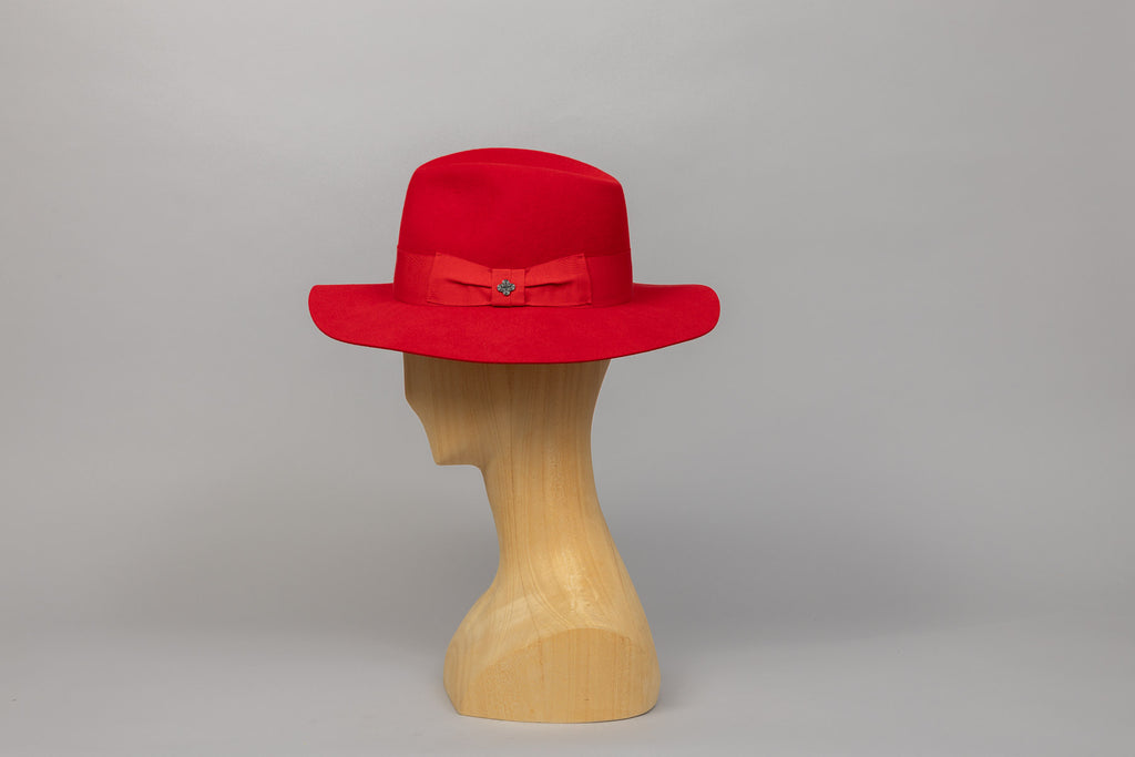 Chapeau feutre Babylone rouge packshot profil