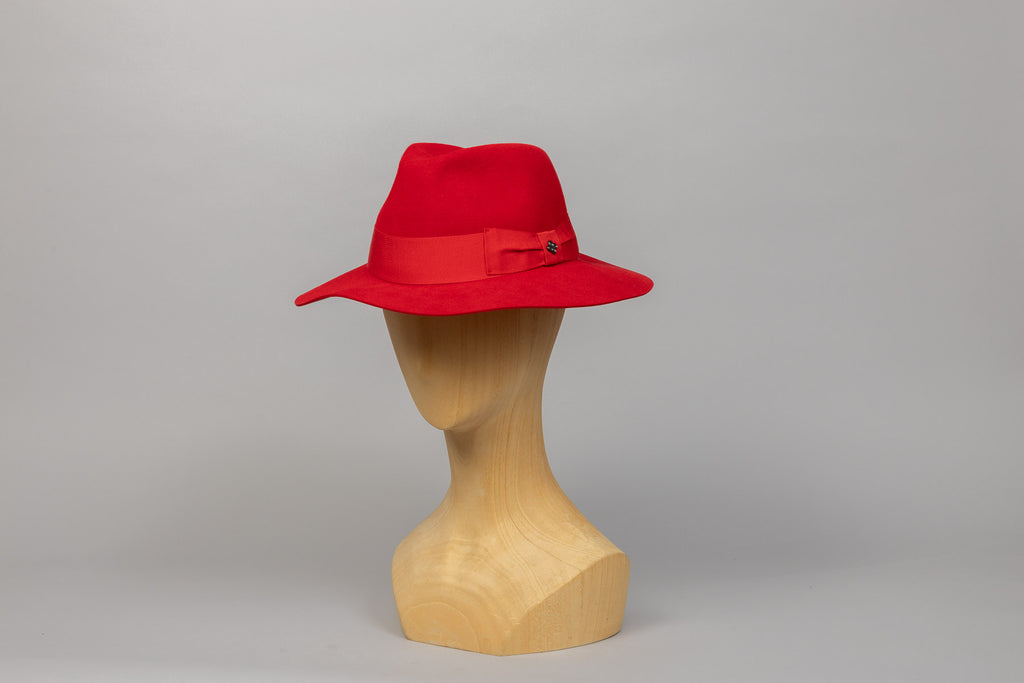 Chapeau feutre Babylone rouge packshot 3/4