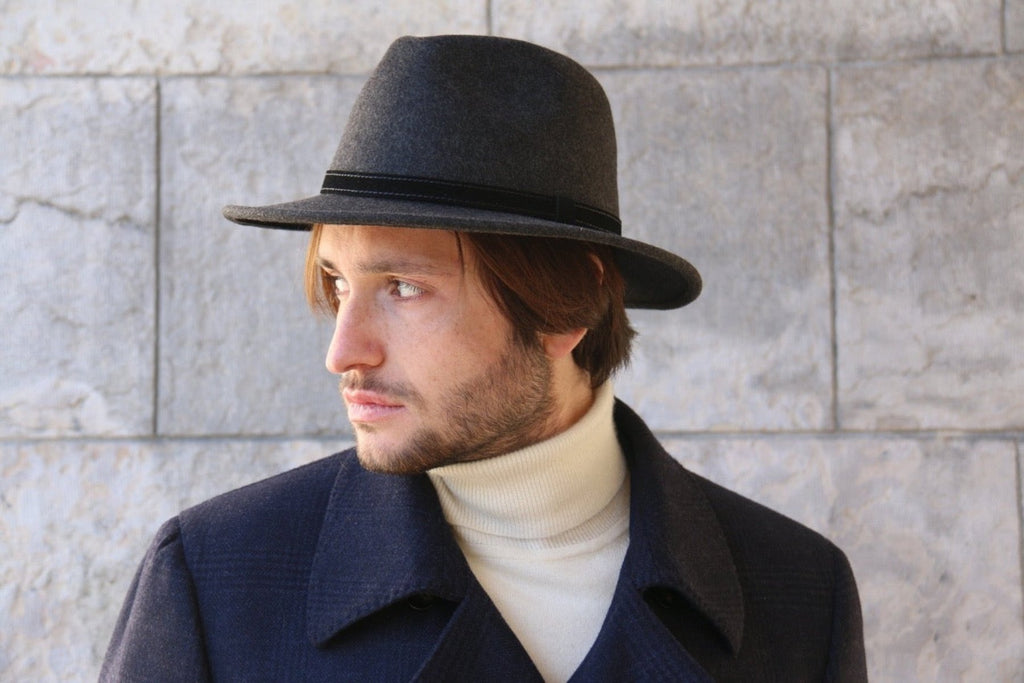 Chapeau Montréal feutre gris porté homme 3/4