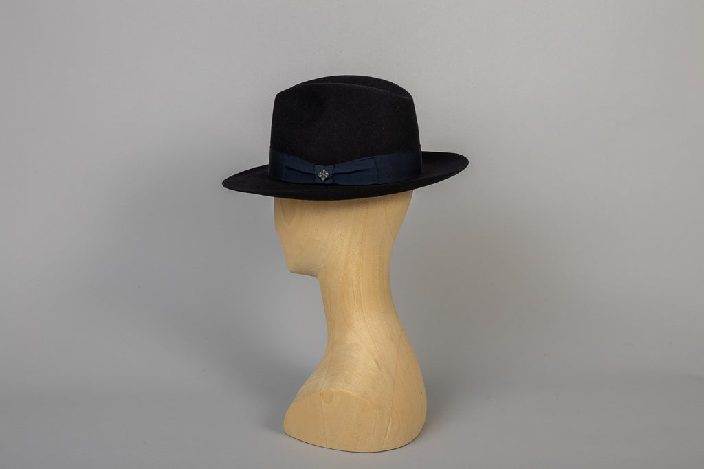 Chapeau Napoli fedora castor marine profil