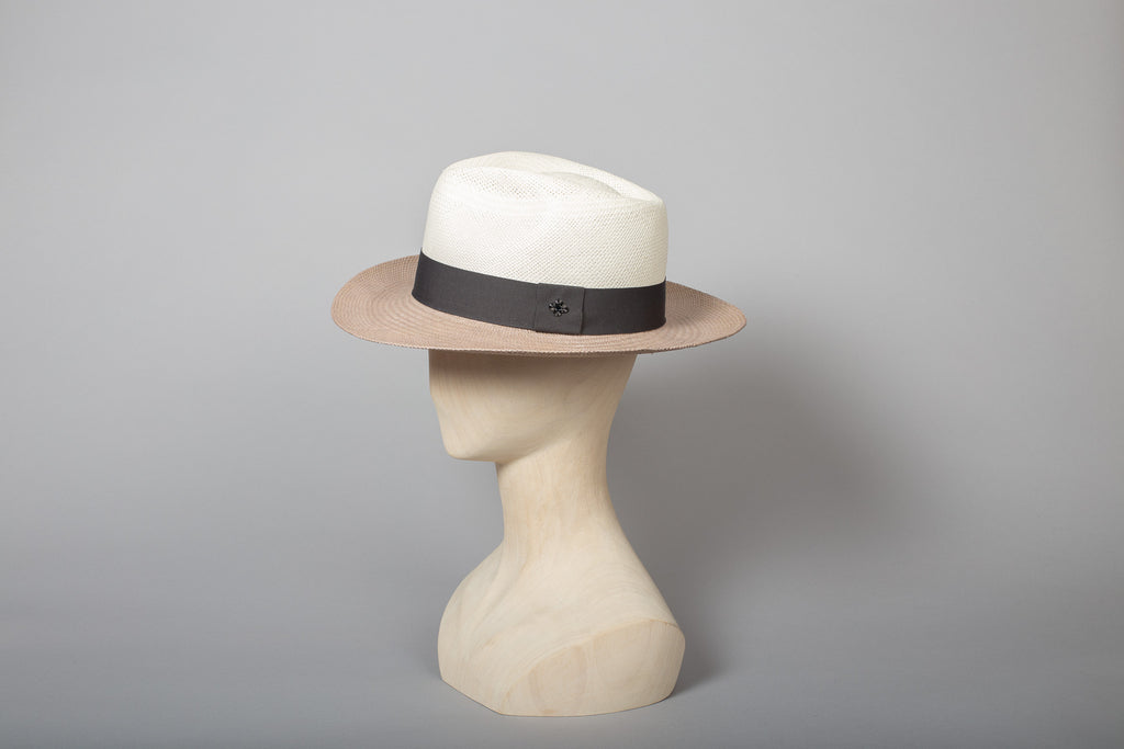 chapeau panama isla del sol bicolore blanc et gris