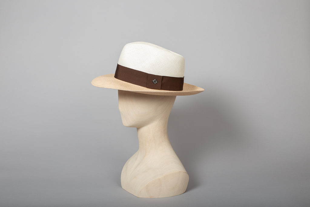 chapeau panama isla del sol bicolore blanc et moka